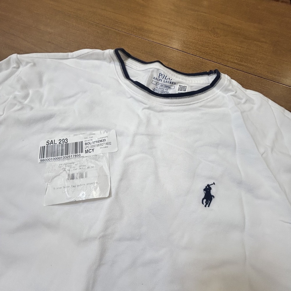 Polo Ralph Lauren Shirt Mens S White Classic Fit Ringer T-Shirt Logo NEW